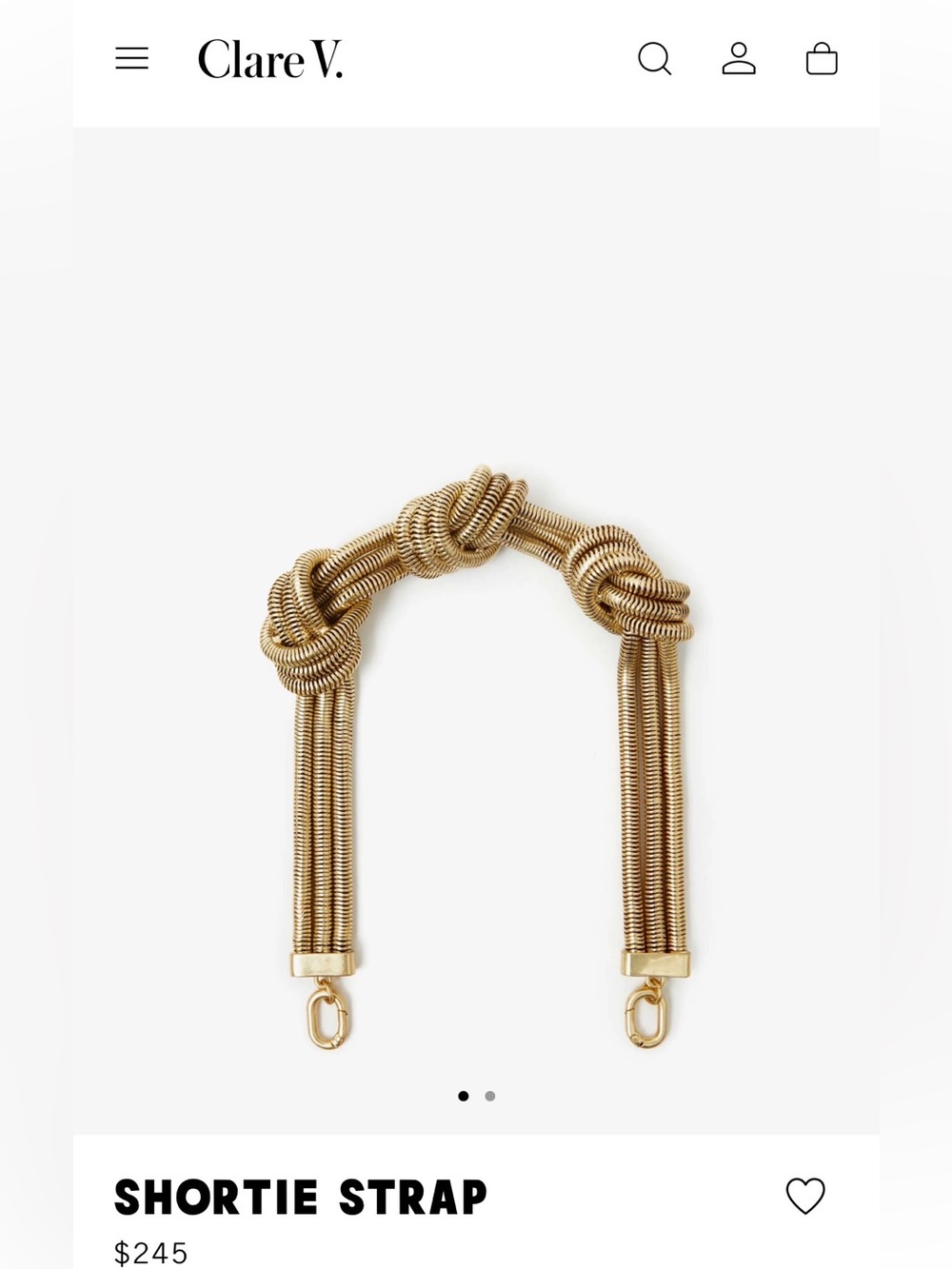 Clare V.  Gold knotted chain Shortie Strap